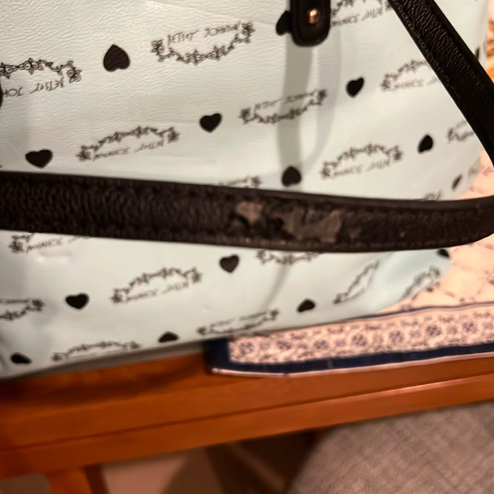Betsey Johnson Teal Tote Bag with Gold Accents - Picture 11 of 16